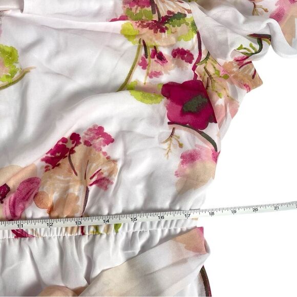 Lane Bryant White Chiffon Floral button up Flutter Sleeve Dress Women’s Size 14 - Picture 12 of 13